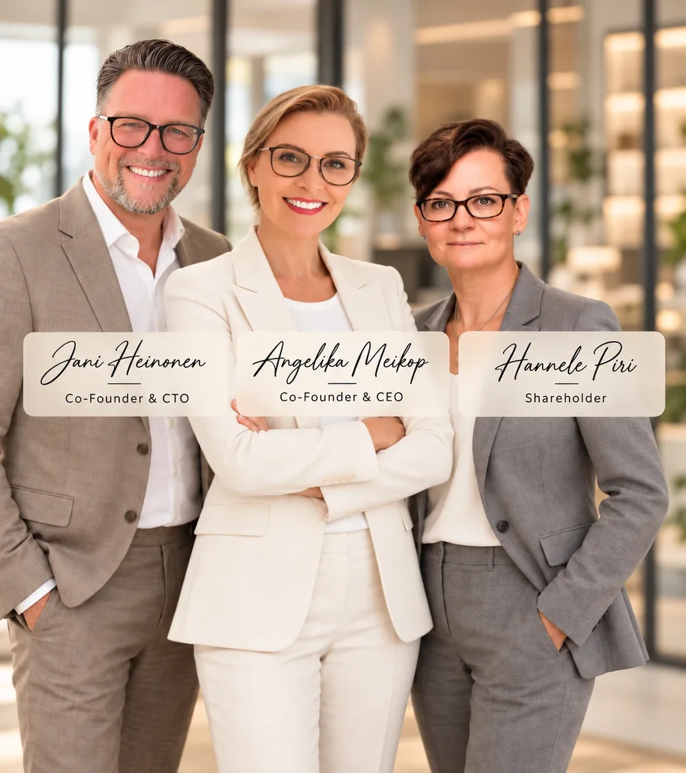 Jani Heinonen, Angelika Meikop and Hannele Piri, the people behind Ubiami